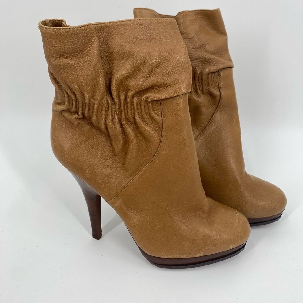 Michael Kors Tan Heeled Boots with Slouchy Detail size 8